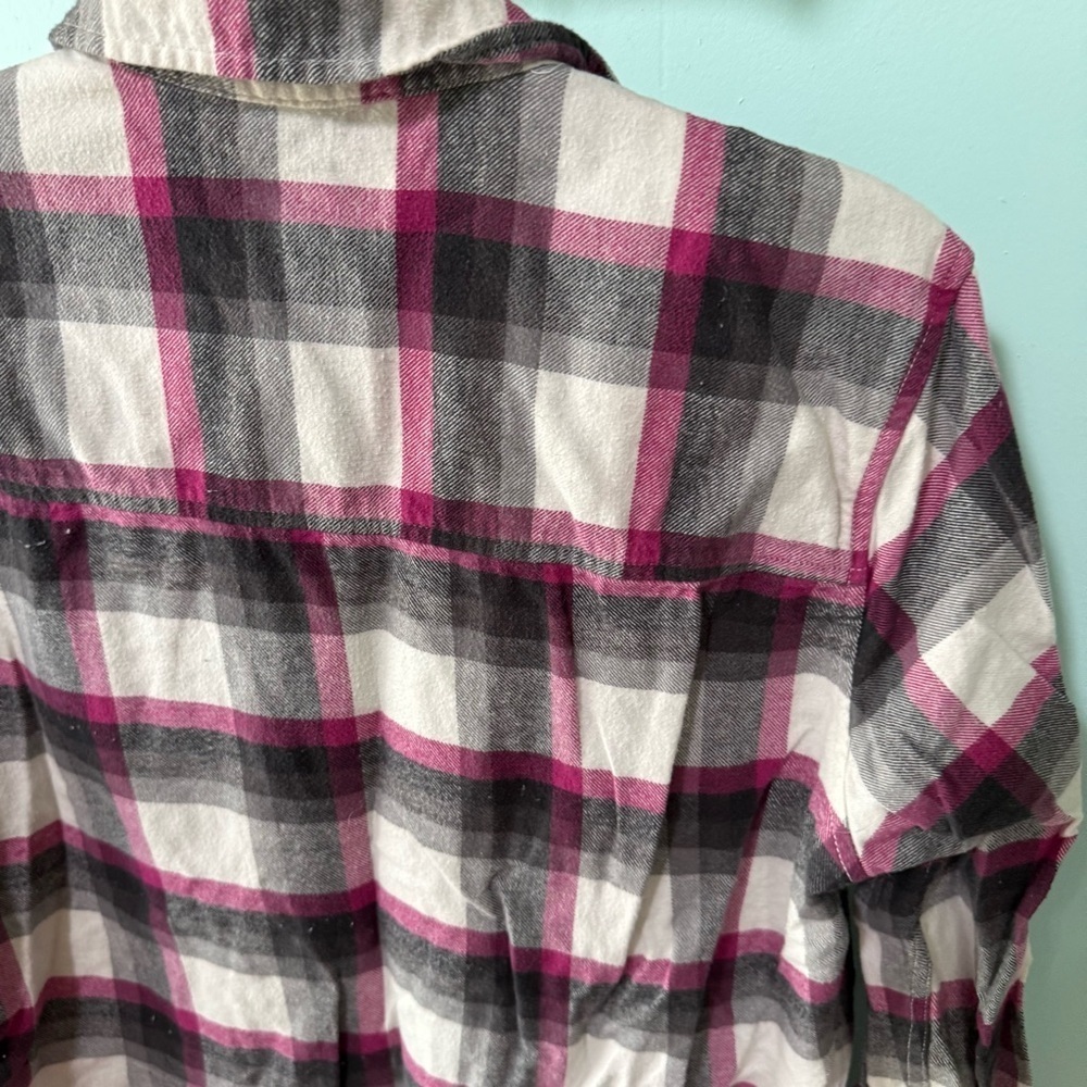 NWT Universal Thread Size M Pink Gray Plaid Flannel Long Sleeve Pockets Shirt - Picture 6 of 6